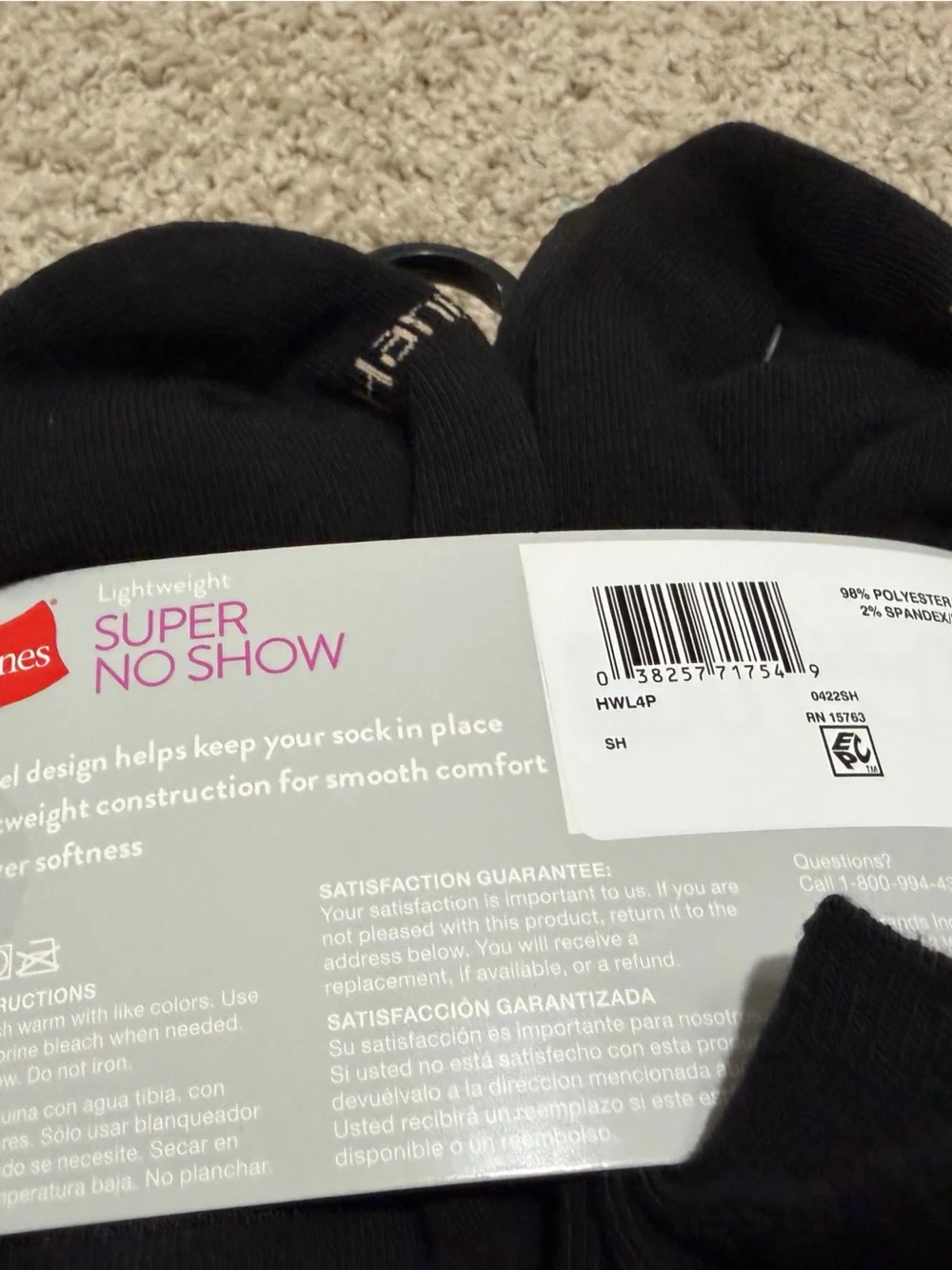 Hanes Men's Super No Show Socks - Black (12 Pack)